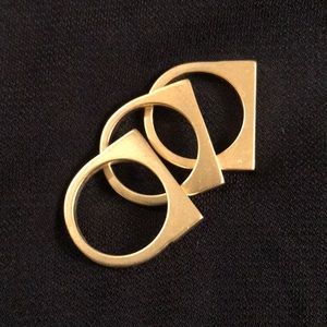 Three Matte Brasstone Stacking Square Rings
